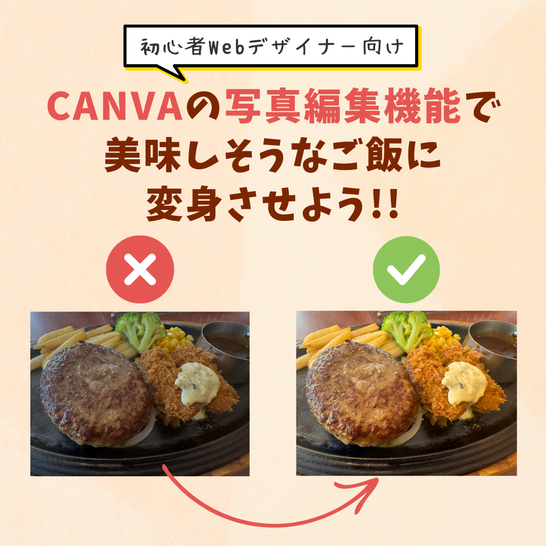 Canvaの写真編集機能で美味しそうなご飯に変身させよう